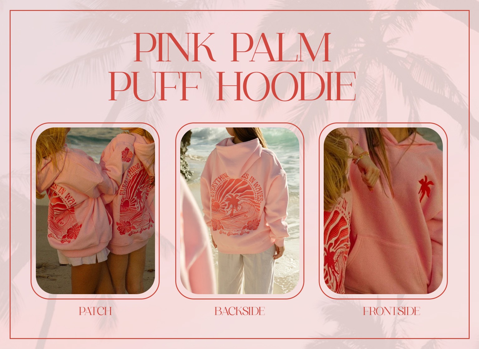 Pink Palm Puff Hoodie